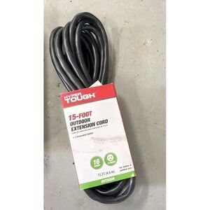 Hyper Tough 15 ft 16 Gauge Outdoor Extension Cord Black Heavy Duty